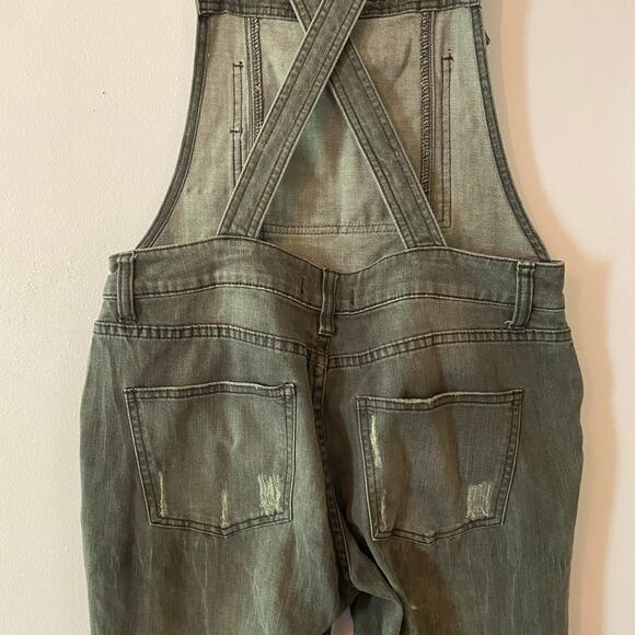 Free People Women's size 28 Gray Black Overalls Straight Leg Boho Retro - Picture 7 of 9